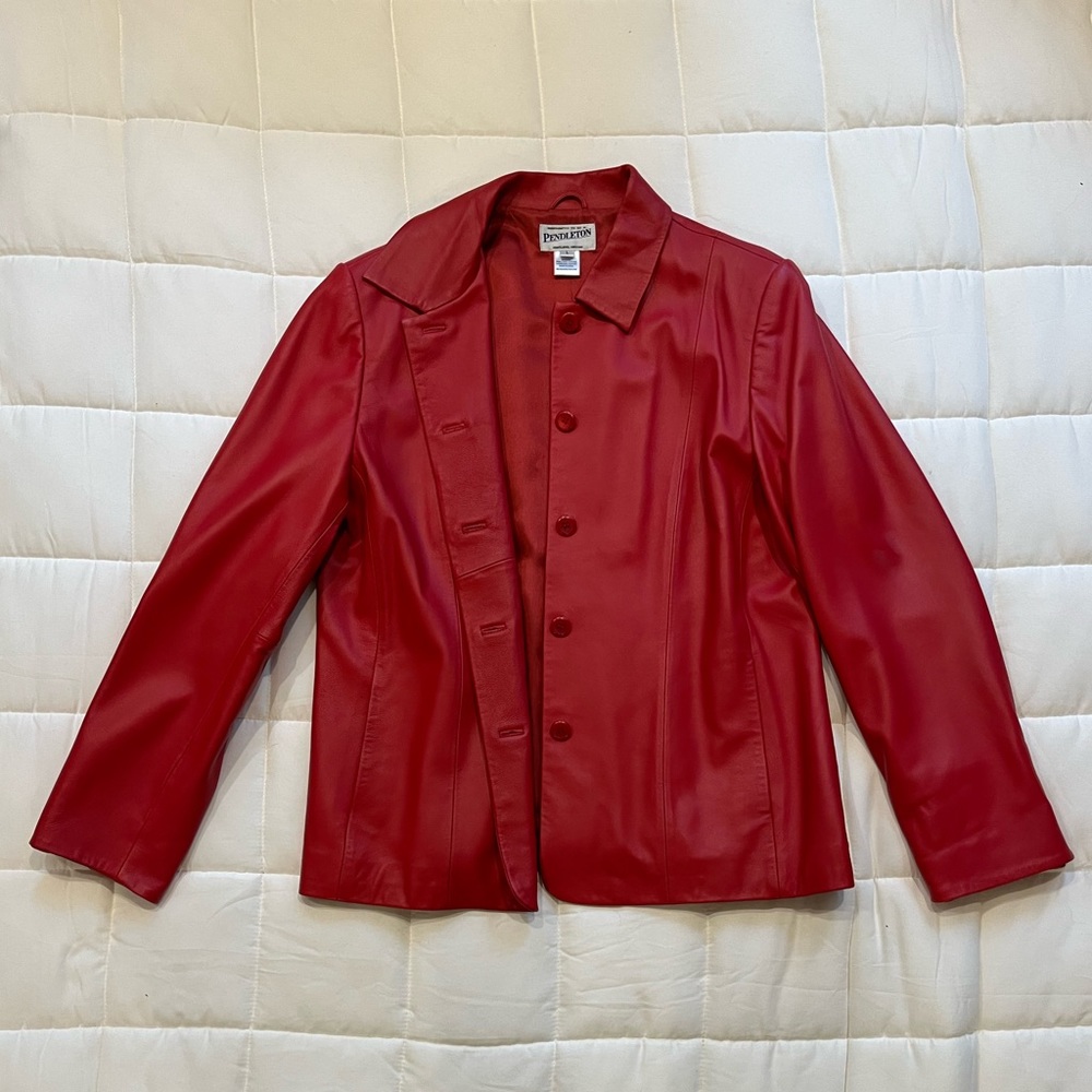 Vintage Red Leather Pendleton Jacket - L